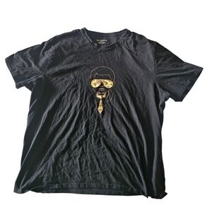 Karl Lagerfeld Paris Graphic T-Shirt Mens XXL Black Crew Neck Short Sleeve